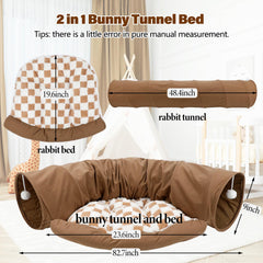 BWOGUE Bunny Tunnel Bed coffee inside view for extended play space.