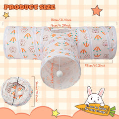 BWOGUE Bunny Tunnels carrot-pattern design attracts small pets for playful exploration.