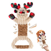 BWOGUE Christmas dog squeaky toy head close-up highlights soft plush and engaging squeaker for curiosity