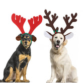 BWOGUE dog Christmas elk headband red on a festive photo-ready dog