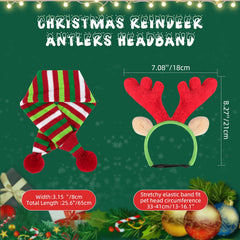 BWOGUE dog Christmas set packaging showing both antlers headband and scarf.