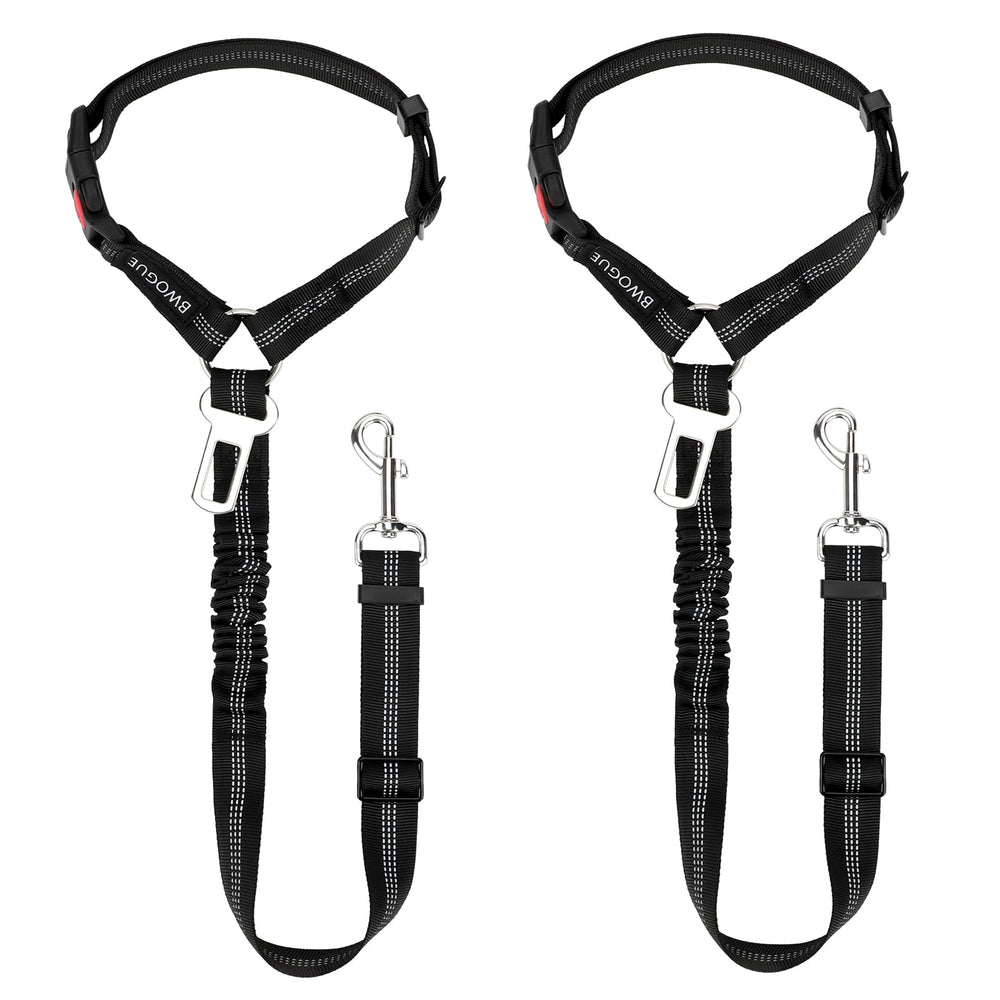 BWOGUE dog seat belt with elastic buffer secures pets for calm car rides