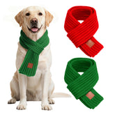 BWOGUE knitted dog Christmas scarf bandana set wrapped for festive photo