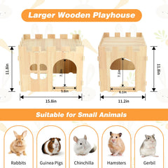 BWOGUE rabbit castle side view shows two door entry and multi level play area