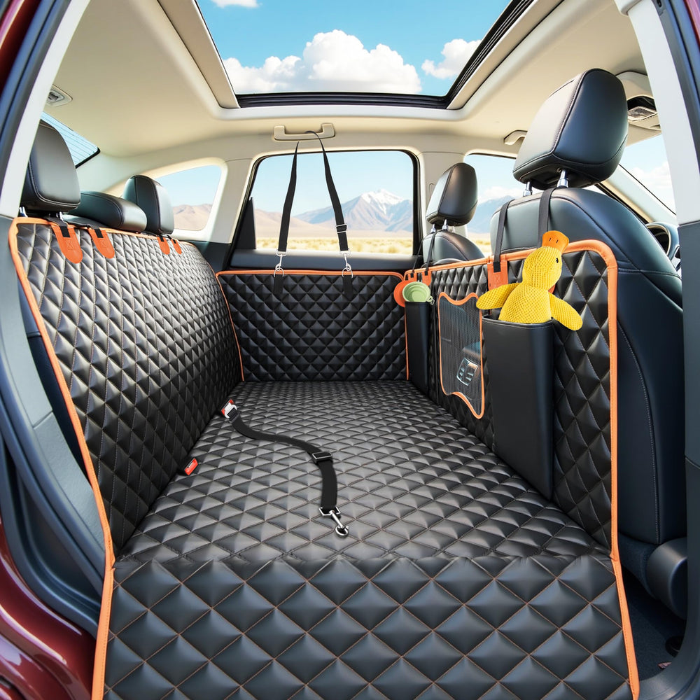 BYI back seat extender dog hammock installation shows quick setup for safer rides