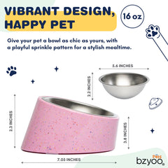 Bzyoo tilted ergonomic bowl blue aids comfortable posture for small dogs and cats