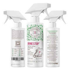C&G Pets Urine Stop Spray bottle front view for quick odour control
