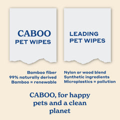 Caboo Tree Free Pet Wipes textured cloth visible for debris removal
