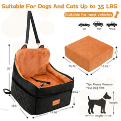 CABZOON dog car seat provides elevated support for secure travel.