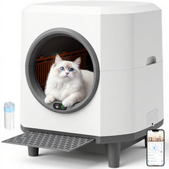 CABZOON self-cleaning litter box front view with 90L capacity for multi-cat use