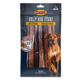 Cadet Bully Hide Sticks packaging highlights all-natural, long-lasting chews for large dogs