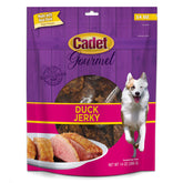 Cadet Gourmet Duck Jerky closeup showcases real duck as a savory canine reward.