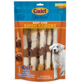 Cadet Gourmet Shish Kabob 10-inch sticks showcase long-lasting beef hide for large dogs.
