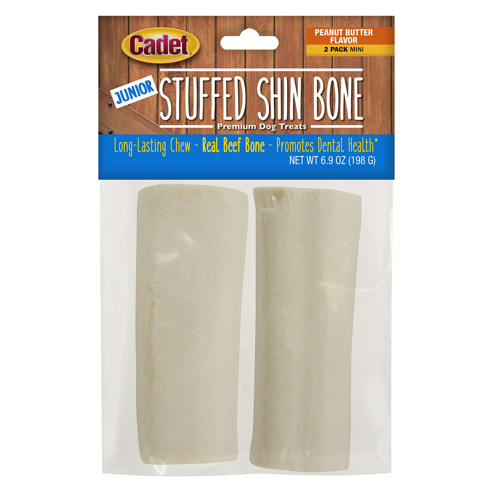 Cadet Junior stuffed shin bones with peanut butter filling for satisfying chewing and dental health potential