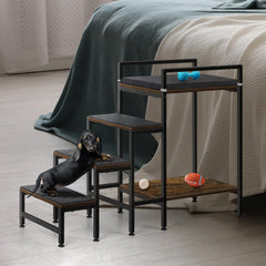 CADUKE 4-step dog stairs close-up; sturdy frame supports small pets.