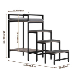 CADUKE Pet Window Perch with Stairs four-step detail highlights easy access.