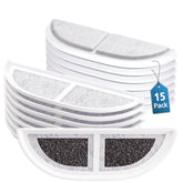 Caehomly 15-pack cat fountain filters show eufy compatibility for convenient pet hydration.