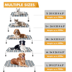 Caghash elevated dog bed plush-top offers soft bedding for cozy lounging.