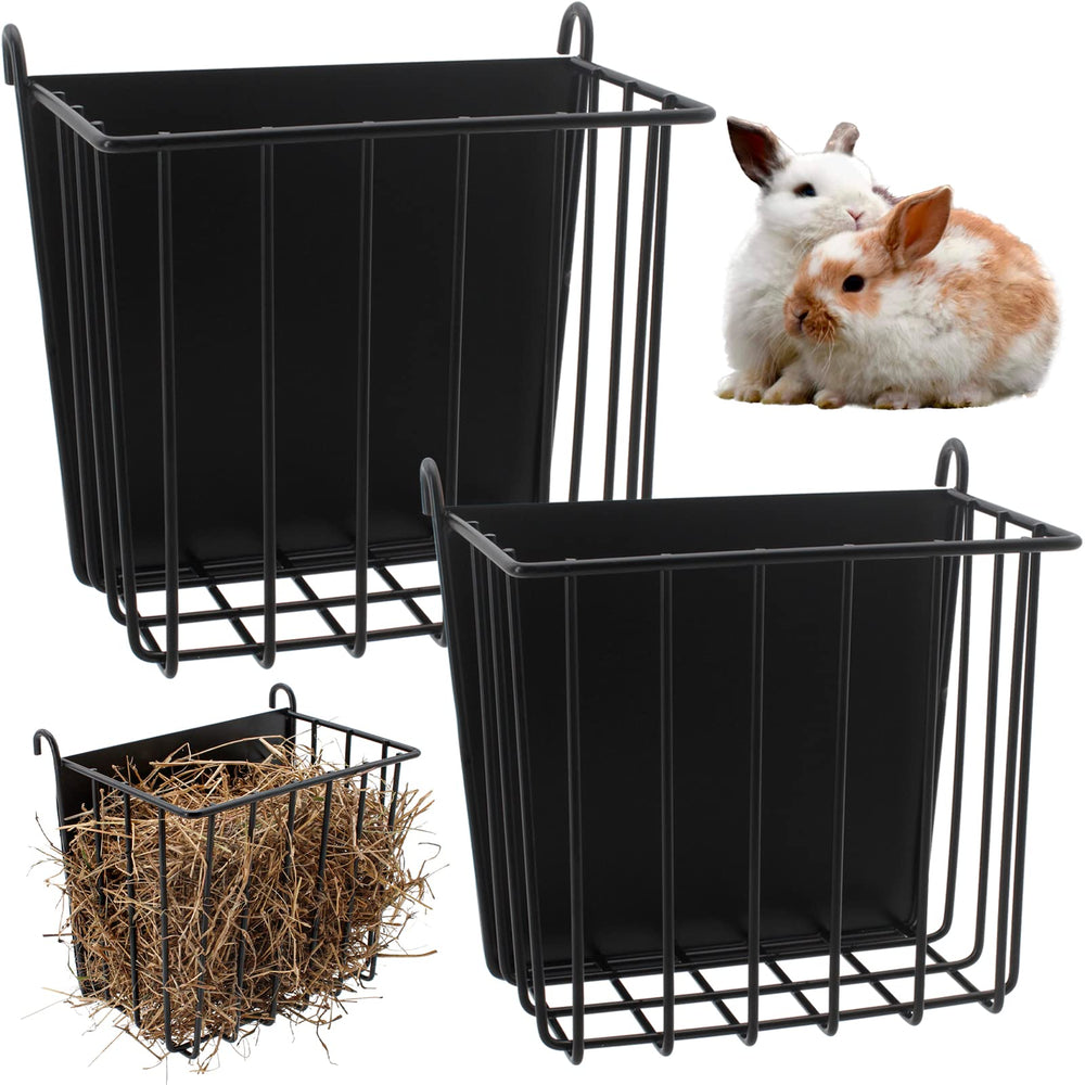 CAIQINLI 2pcs rabbit hay feeder with heavy-duty metal frame reduces hay waste