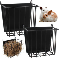CAIQINLI 2pcs rabbit hay feeder with heavy-duty metal frame reduces hay waste