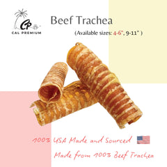 Cal Premium beef trachea close-up showing hollow texture for dental chewing
