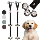 Caldwell's Potty Bells set of two hanging on door for easy puppy potty signaling.