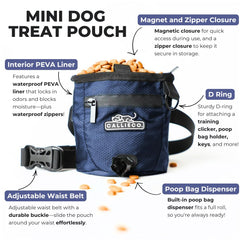 Callieco mini dog treat pouch built in poop bag dispenser for easy park cleanups