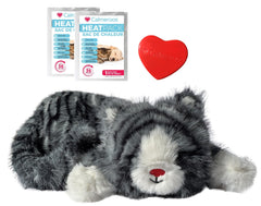 Calmeroos plush heartbeat grey stripe front view showing calming cuddle buddy