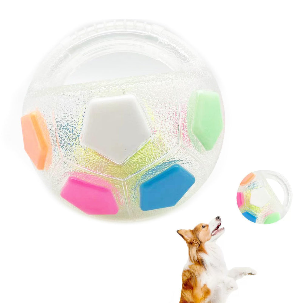 Calming Ball with Handle closeup shows a secure grip for easy fetch and retrieval.