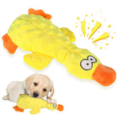 Calming Ducks Dog Toy front view in bright yellow promotes calming play and focus