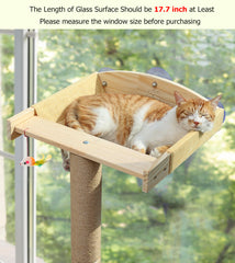 Caloreduce cat window perch with wooden frame offers a sturdy place to scratch and rest.