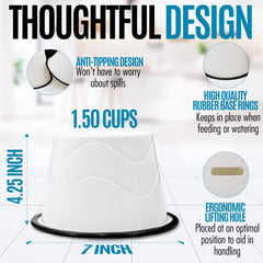 CAM cone-friendly elevated bowls show ergonomic design for meals