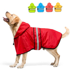 Candofly dog raincoat hooded poncho front view keeps your pet dry in rainy walks