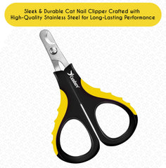 Candure Cat Nail Clipper non-slip grip in yellow promotes comfortable home grooming sessions.