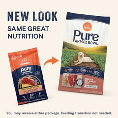 Canidae Pure Farm to Bowl barley kibble surface signaling balanced nutrition.