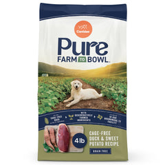 Canidae Pure Farm to Bowl duck kibble closeup, protein-rich option for active dogs.