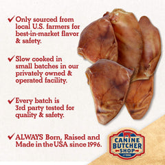Canine Butcher Shop pig ears texture closeup – natural single-ingredient chew