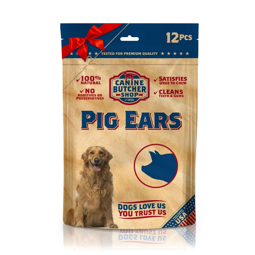 Canine Butcher Shop pig ears large usa pack: long-lasting chew for aggressive chewers.