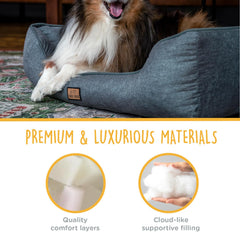 CANINE CANYON dog bed raised-sides image demonstrates secure nest for pets.