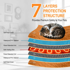 CANMIL cat heating pad on bed provides warm comfort for naps.