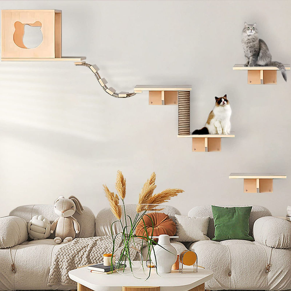 Canormpet cat wall shelves condos perches provide space-saving resting spots for small apartments.