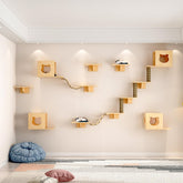 Canormpet cat wall shelves and perches solid wood assembly for space-saving play.