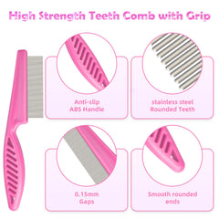 CAPHONT long-tooth comb close-up pink handle for thorough detangling