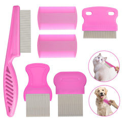 CAP HONT flea comb set six-pack full kit in pink for versatile grooming