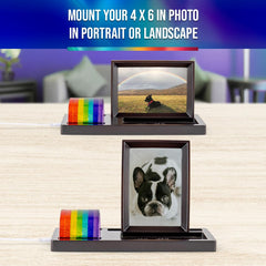 Capti Rainbow Bridge wooden base with paw prints highlights cherished moments.