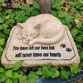 Carchistan cat memorial stone sleeping-cat-top for serene garden remembrance.