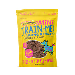 Cardinal Pet Care Crazy Dog Train-Me bag packaging shows the reward for training.