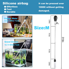 Carefree Fish 6ft hose extended for deep tanks and flexible cleaning reach.