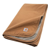 Carhartt Firm Duck Sherpa-Lined Blanket front view highlighting rugged canvas exterior for daily pet use.