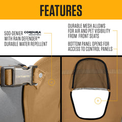 Carhartt barrier bottom-panel access allowing quick control panel reach without distraction.
